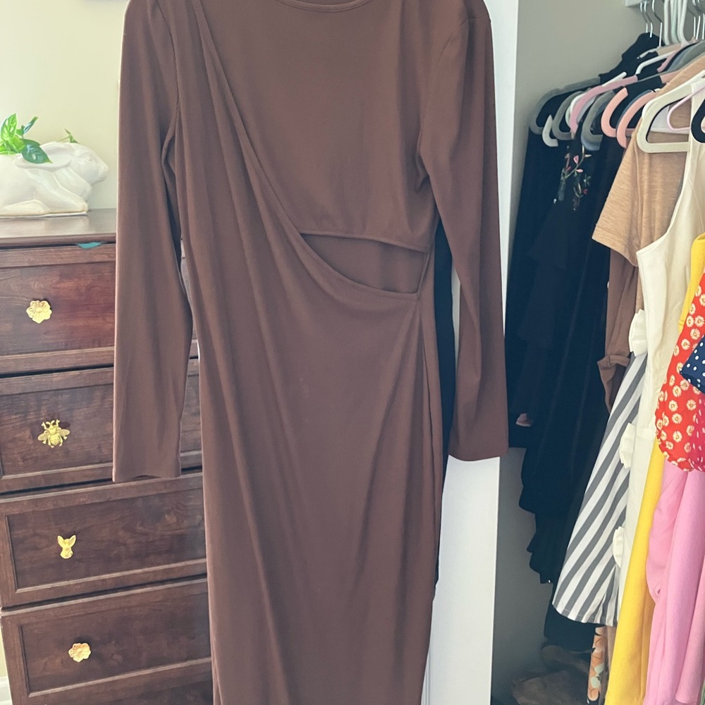 SHEIN Chocolate Long Sleeve Dress